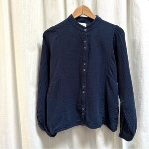 Xirena Dahlia Long Sleeve Gemma Shirt navy blue size XS